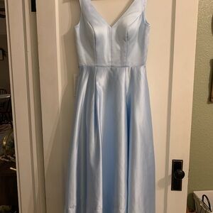 JJs House Light Blue Satin Dress Dress